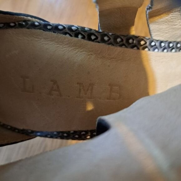 L.A.M.B  Snake Skin Black Leather Strappy Platform‎ Sillito Heels 6.5 - Picture 10 of 12